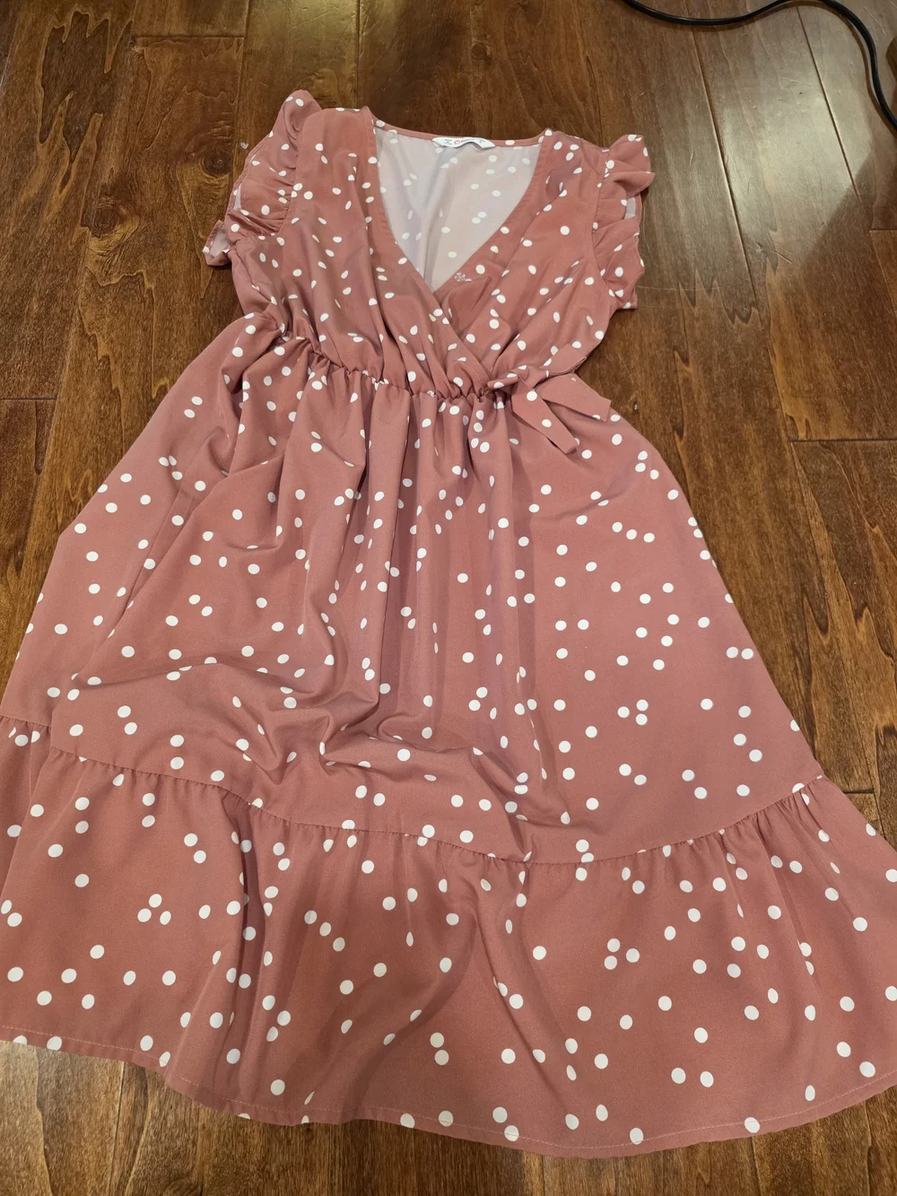 PatPat Womens Dusty Rose Polka Dot Dress Sz Small